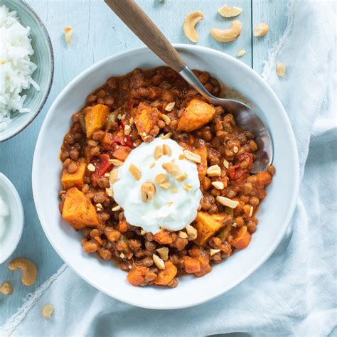 Linzencurry Met Zoete Aardappel