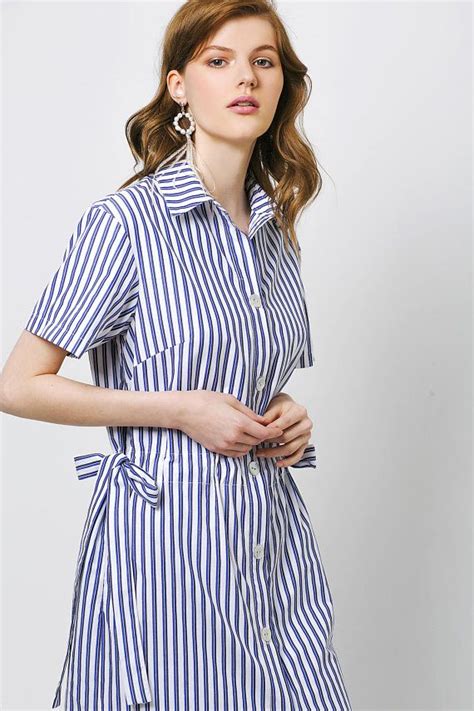 Shirt Dress Stripes Dress Blue Dress Blue Striped Shirt Dress With