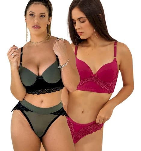 Kit Conjuntos De Lingerie Luxo Zilook E Estilosa P Ao Gg