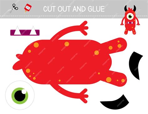 Premium Vector Monster Cut And Glue Worksheet For Kids Fine Motor