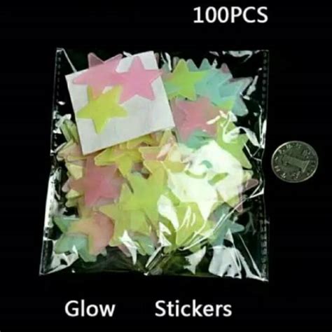 Jual Sticker Bintang Glow In The Dark 100 Pcs Warna Mix Campur Rainbow