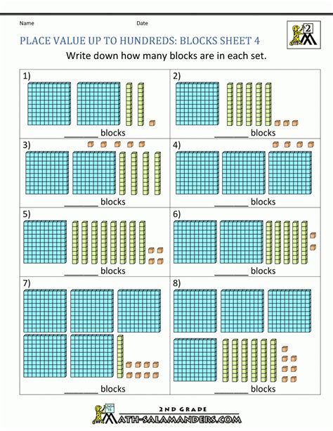 Division Using Base 10 Blocks Worksheets