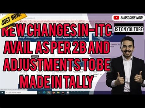 Gst Return New Changes In ITC Avail As Per 2B And Adjustments To Be