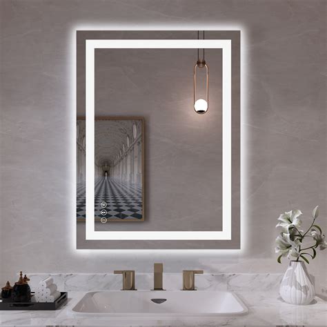 Wrought Studio Dokes Frameless Anti-Fog LED Lighted Dimmable Wall Mounted Bathroom Vanity Mirror ...