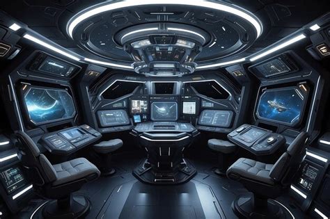 Premium Photo | An interstellar spaceship interior with control panels ...