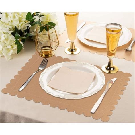 Juvale 100 Pack Disposable Placemats With Scallop Edge Brown Kraft