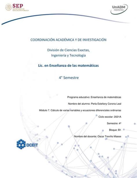 Cálculo de Varias Variables y Ecuaciones Diferenciales Ordinarias