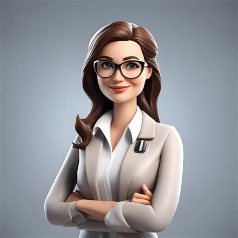 Portrait D Une Belle Jeune Femme D Affaires Avec Des Lunettes Et Une