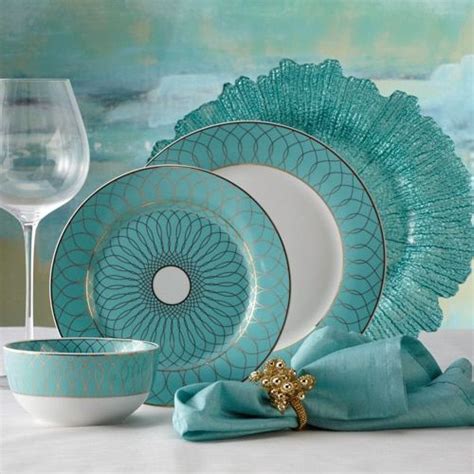 Spruzzo Charger Sets Dining Room Paint Crockery Design Teal Dinnerware