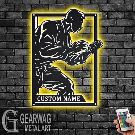 Custom Male Jiu Jitsu Signage Metal Wall Art With Led Light