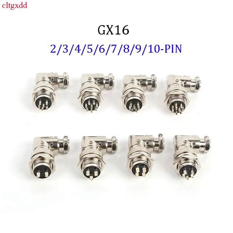 1Set GX16 90 Degree Right Angle XLR 16mm Elbow 2 3 4 5 6 7 8 9 10 Pin