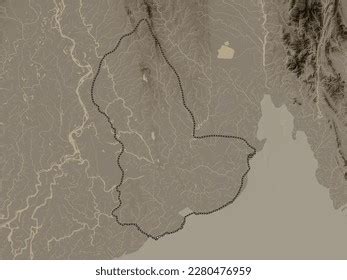 Yangon Division Myanmar Elevation Map Colored Stock Illustration