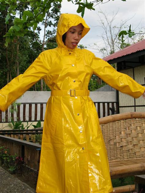 Yellow Pvc Raincoat Damen Regenm Ntel Regenmantel Regenkleidung