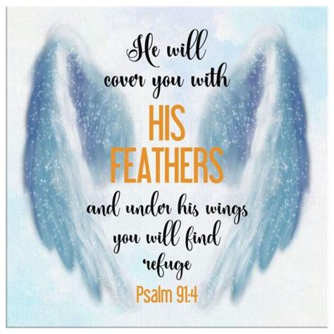 Bible Verse Wall Art He Will Cover You With His Feathers Psalm 914