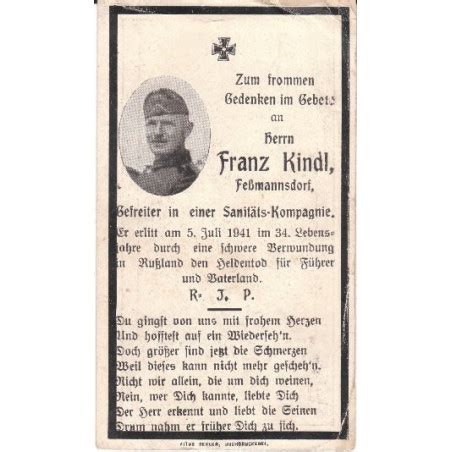 Avis de Décès Caporal Compagnie Sanitaire Franz Kindl