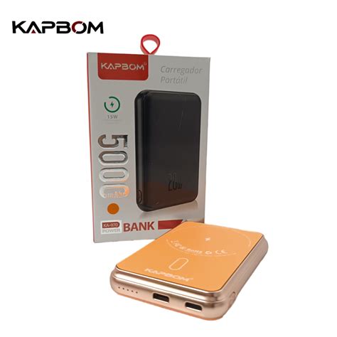 Jonh Variedades DROP Power Bank por INDUÇÃO sem Fio 5000mAh KAPBOM