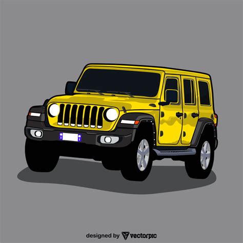 Yellow Jeep Wrangler Design Free Vector