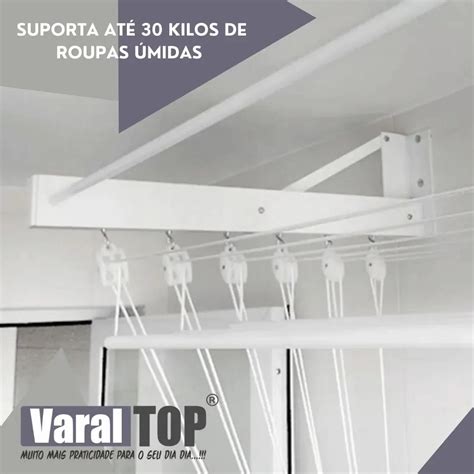 Varal De Parede Individual Cm X Varetas Em Alum Nio Branco