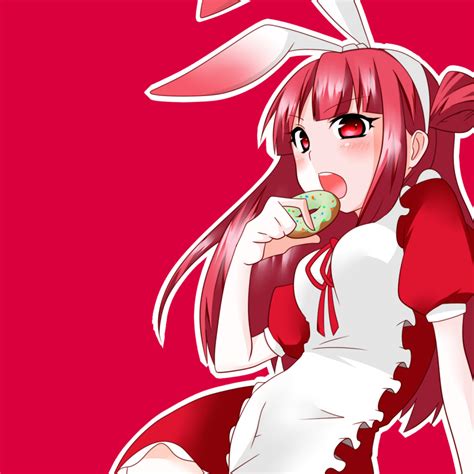 Safebooru 1girl Beatmania Doughnut Food Long Hair Red Dress Red Eyes Red Hair Red Hair Red