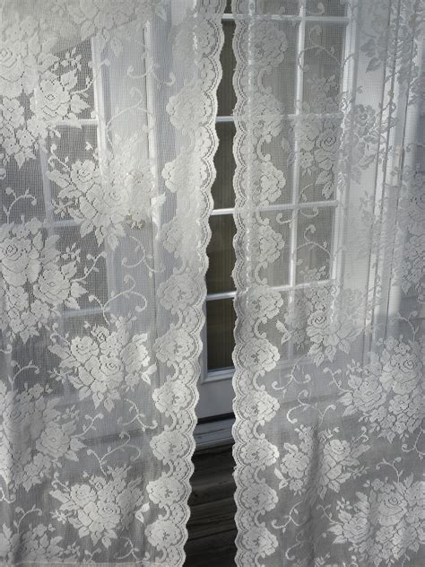 vintage lace curtains 2 panels 83 inch long 58 inch wide