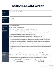 Healthcare Executive Summary Template Docx Healthcare Executive