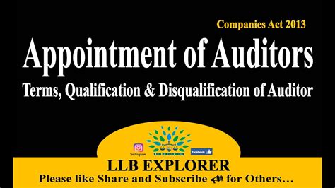 Company Act Appointment Of Auditors First Auditor Subsequent