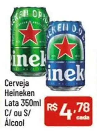 Cerveja Heineken Lata 350ml c ou s Álcool oferta na Supermercados Goes