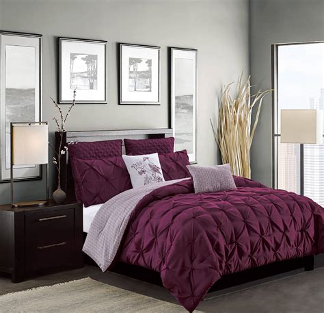 Olympia 7 Piece Reversible Comforter Set In Burgundy Queen