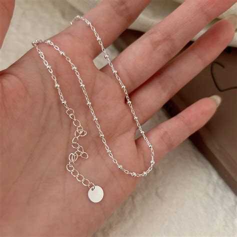 Carline Minimalist Trendy Sterling Silver Round Beads Beaded