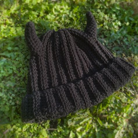 Crochet Devil Horn Beanie Etsy