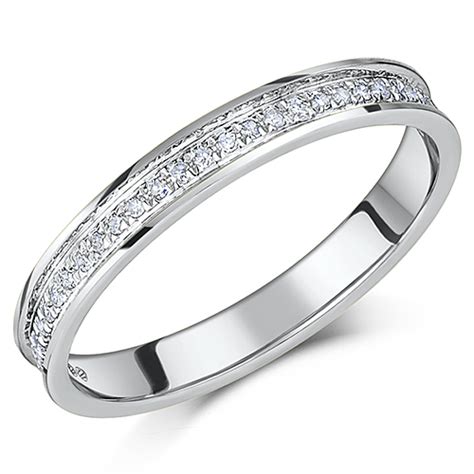 3mm 9ct White Gold Diamond Half Eternity Wedding Ring Eternity Rings