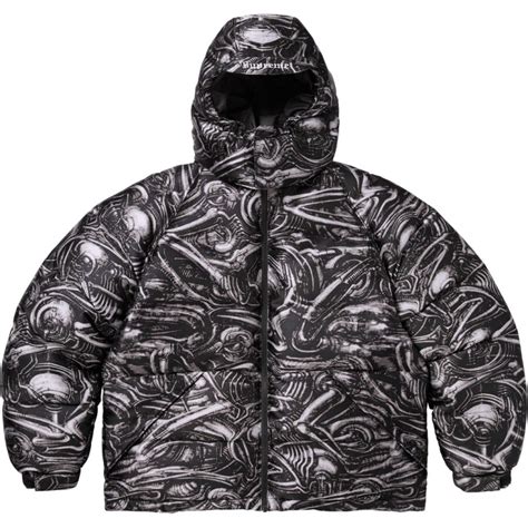 H R Giger Jacquard Down Puffer Jacket Fall Winter 2023 Supreme