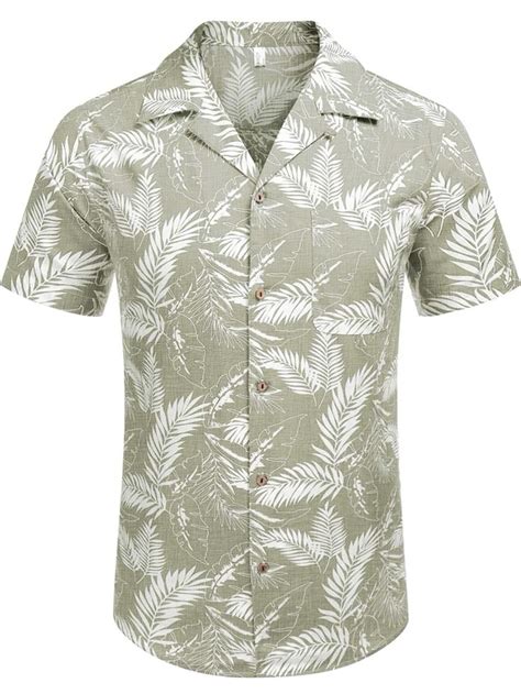 COOFANDY Men S Hawaiian Floral Shirts Cotton Linen Button Down Tropical