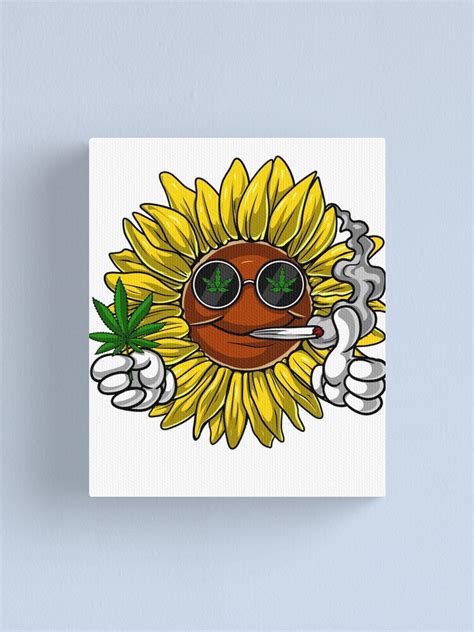 Hippie Sunflower Smoking Weed Canvas Print By Underheaven Redbubble