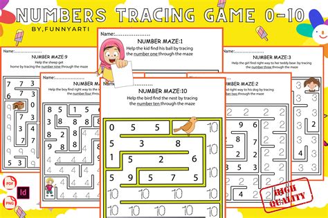 Numbers Tracing Game for Preschoolers Graphic by Funnyarti · Creative ...