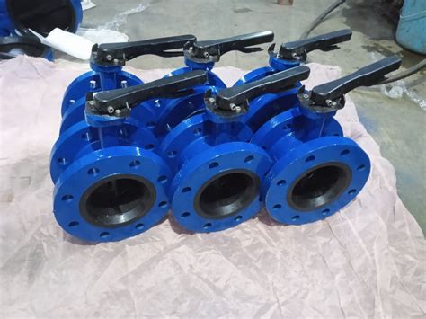 Rubber Lined AWWA C 504 Double Flange Butterfly Valve Short Pattern