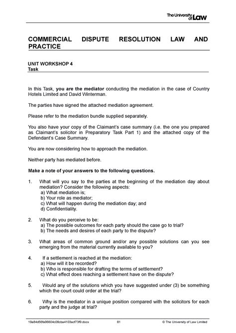 2122 Cdr Ws04 Ce02 Task New Notes Commercial Dispute Resolution Law