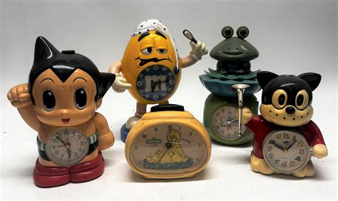 Lot A Collection Of Vintage Novelty Alarm Clocks Including Astro Boy