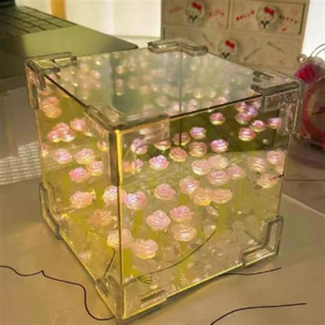 Cheap Tulip Lamp DIY Tulip Flower Night Light Handmade Square Mirror