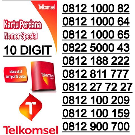 Jual KARTU PERDANA NOMOR CANTIK TELKOMSEL PRABAYAR SPESIAL 10 DIGIT 4G