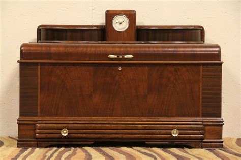 Art Deco Waterfall 1935 Cedar Chest Clock And Jewelry Boxes