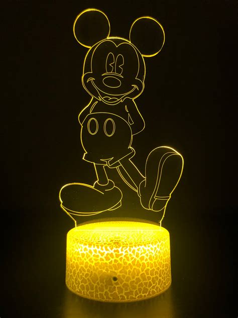 Mickey Mouse Estilo Ilusi N D Led L Mpara Nocturna Etsy