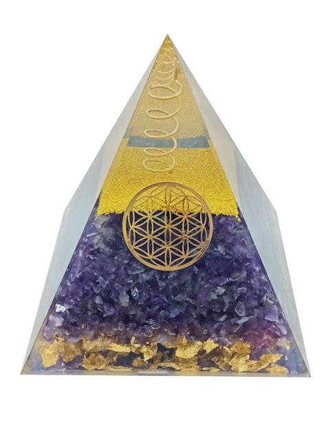 Pyramide Orgonite Améthyste Fleur de vie Radiesthésie Orgonite