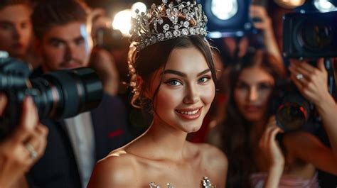 A Woman Wearing A Crown With The Word Tiara On It Premium Ai