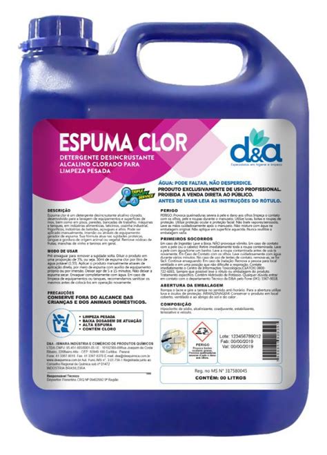 Espuma Clor L Detergente E Desincrustante Alcalino Clorado