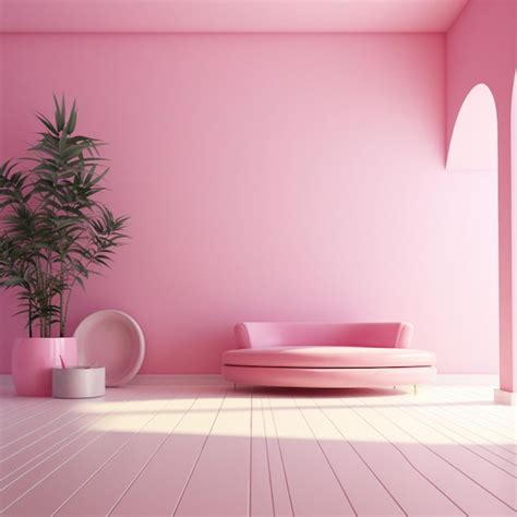 Premium AI Image | Minimal concept interior of living pink tone on pink ...