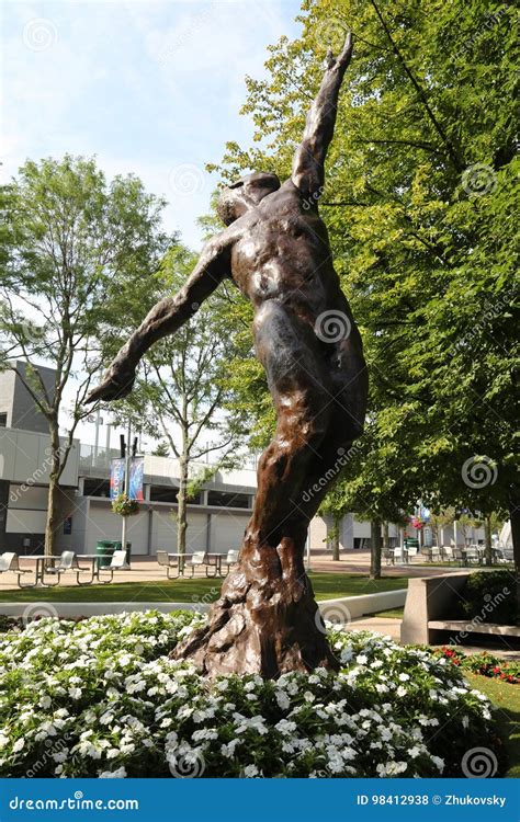 Arthur Ashe Statue in Front of the Arthur Ashe Stadium at the Billie ...