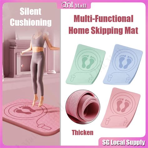 Sg Seller Skipping Mat Home Jump Rope Yoga Tpe Mat Non Slip Textured