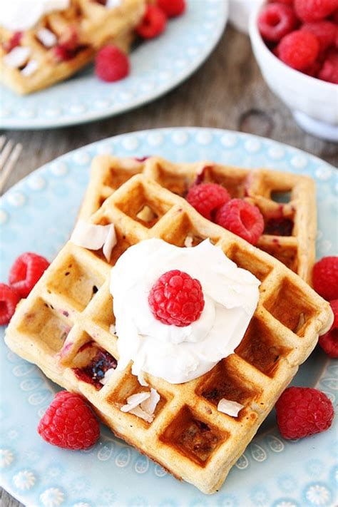 Coconut Raspberry Waffle Recipe Two Peas And Their Pod