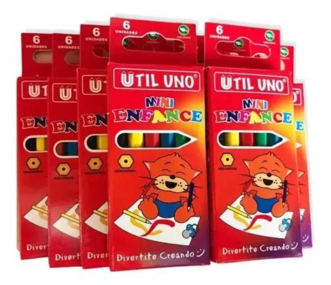 Lápices De Colores Cortos Util Uno Caja X6 Colores Pack X12u